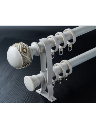 QYR45 28mm Carved Ivory Black Bronze Ball Finial Aluminum Alloy Single Double Curtain rod set