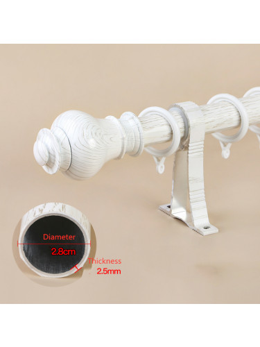 QYR46 On Sales 28mm Wood Grain Aluminum Alloy Single Double Curtain Rod Set