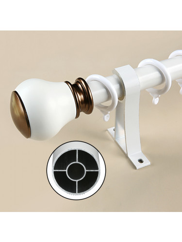 QYR47 28mm Aluminum Alloy Single Double Curtain Rod Set(Color: White)