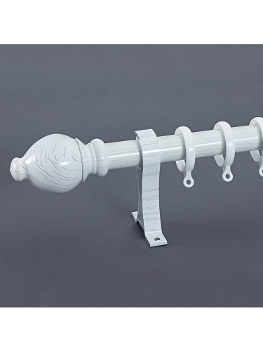 QYR48 28mm Diameter Aluminum Alloy Wood Grain Single Double Curtain rod set(Color: White oak)