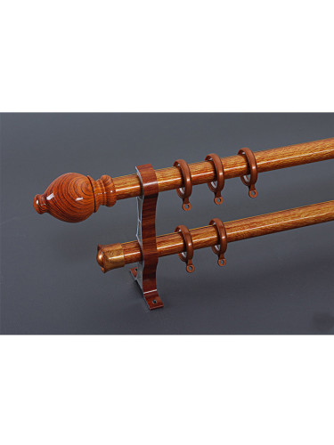 QYR48 28mm Diameter Aluminum Alloy Wood Grain Single Double Curtain rod set