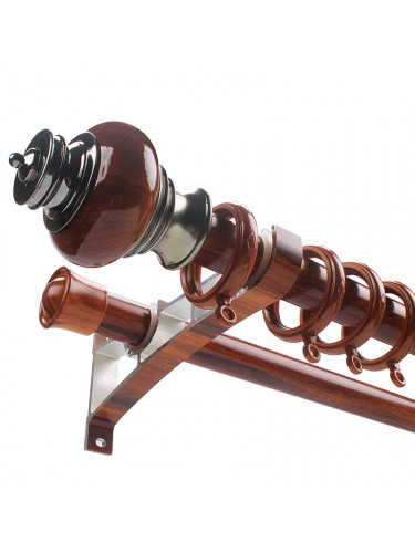 QYR18 Royal 28mm Diameter Aluminum Alloy Wood Grain Single Double Curtain rod set