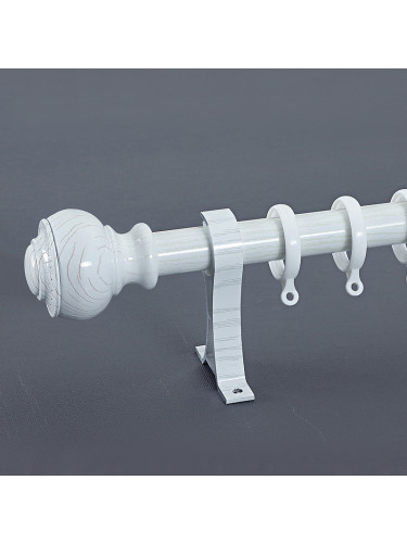 QYR49 28mm Diameter Aluminum Alloy Wood Grain Single Double Curtain rod set(Color: White oak)