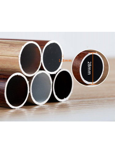 QYR51 28mm Diameter Aluminum Alloy Wood Grain Single Double Curtain rod set