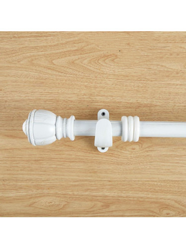 QYR51 28mm Diameter Aluminum Alloy Wood Grain Single Double Curtain rod set(Color: White oak)