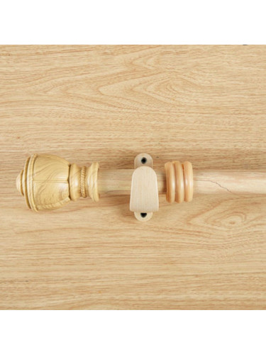 QYR51 28mm Diameter Aluminum Alloy Wood Grain Single Double Curtain rod set(Color: Wood)