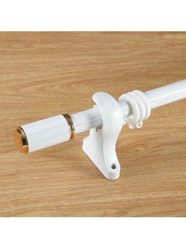 QYR52 28mm Diameter Aluminum Alloy Wood Grain Single Double Curtain rod set(Color: White oak)