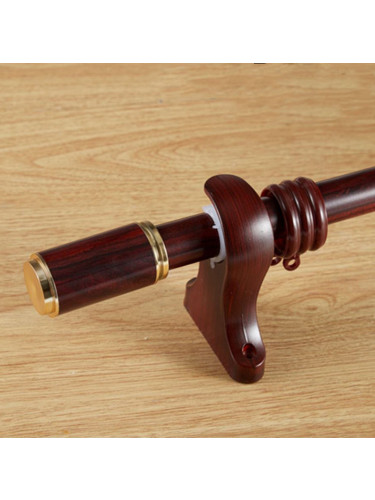 QYR52 28mm Diameter Aluminum Alloy Wood Grain Single Double Curtain rod set(Color: Red wood)