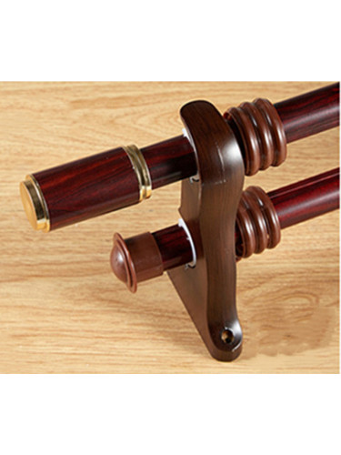 QYR52 28mm Diameter Aluminum Alloy Wood Grain Single Double Curtain rod set