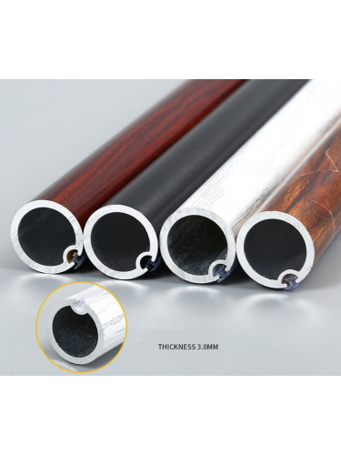 QYR53 28mm Diameter 3.0 mm Thickness Super Thick Aluminum Alloy Wood Grain Single Double Curtain rod set