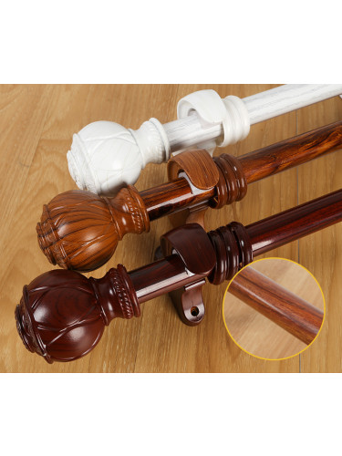 QYR54 28mm Diameter 3.5mm Thickness Super Thick Aluminum Alloy Wood Grain Single Double Curtain rod set