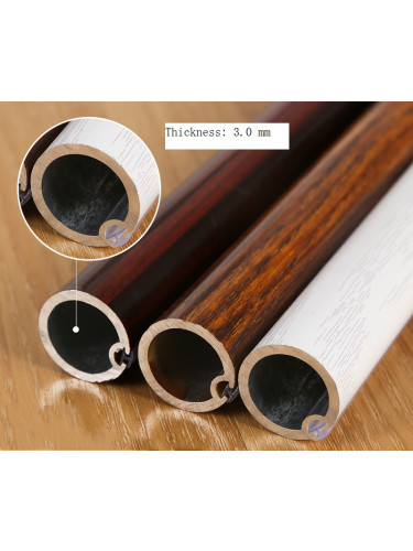 QYR54 28mm Diameter 3.5mm Thickness Super Thick Aluminum Alloy Wood Grain Single Double Curtain rod set