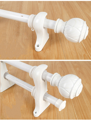 QYR54 28mm Diameter 3.5mm Thickness Super Thick Aluminum Alloy Wood Grain Single Double Curtain rod set(Color: White)