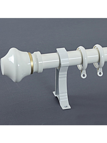 QYR56 32mm Diameter Big Thick White Gold Single Double Curtain Rod Sets(Color: White)