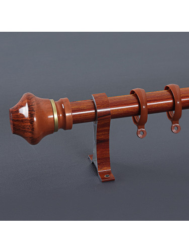 QYR56 32mm Diameter Big Thick White Gold Single Double Curtain Rod Sets(Color: Teak)