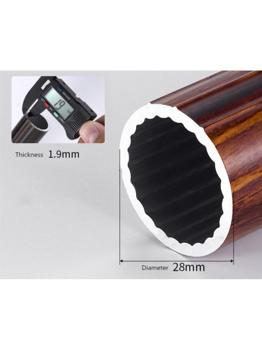 QYR57 28mm Diameter Aluminum Alloy Wood Grain Single Double Curtain rod set