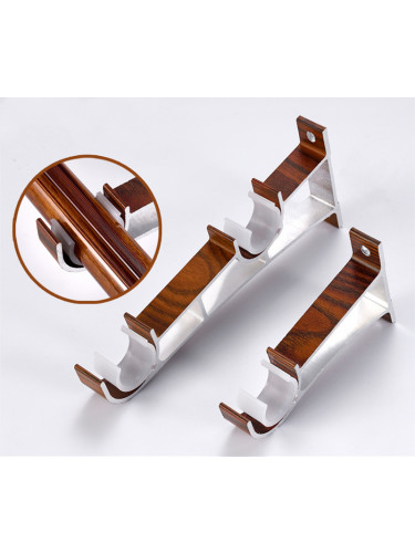 QYR57 28mm Diameter Aluminum Alloy Wood Grain Single Double Curtain rod set