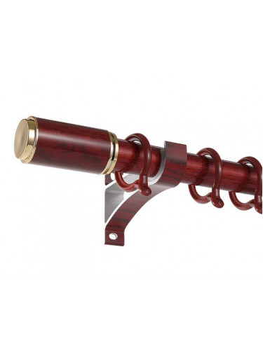 QYR57 28mm Diameter Aluminum Alloy Wood Grain Single Double Curtain rod set(Color: Red wood)