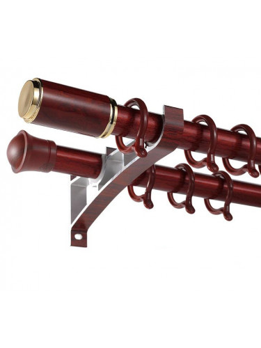 QYR57 28mm Diameter Aluminum Alloy Wood Grain Single Double Curtain rod set