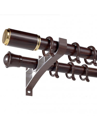 QYR57 28mm Diameter Aluminum Alloy Wood Grain Single Double Curtain rod set