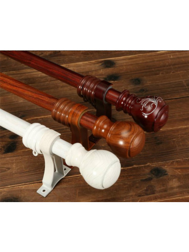 QYR58 28mm Diameter Wood Aluminum Alloy Single Double Curtain rod set