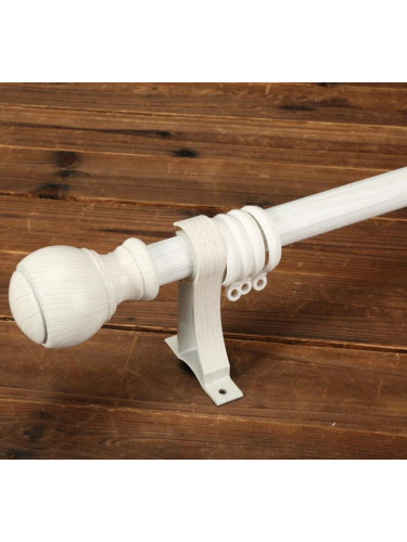 QYR58 28mm Diameter Wood Aluminum Alloy Single Double Curtain rod set(Color: White oak)