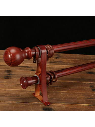 QYR58 28mm Diameter Wood Aluminum Alloy Single Double Curtain rod set