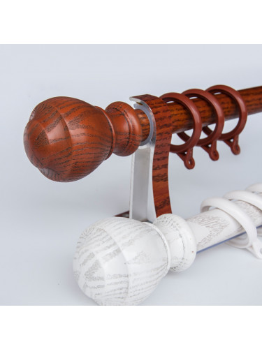 QYR60 28mm Diameter Aluminum Alloy Wood Grain Single Double Curtain rod set