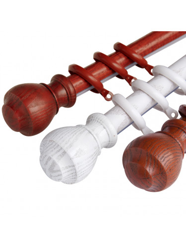 QYR60 28mm Diameter Aluminum Alloy Wood Grain Single Double Curtain rod set