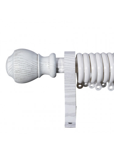 QYR60 28mm Diameter Aluminum Alloy Wood Grain Single Double Curtain rod set(Color: White)