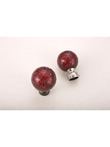 QYR66 Coree 28mm Diameter Steel Curtain Rod Set With Glaze Ball Finial