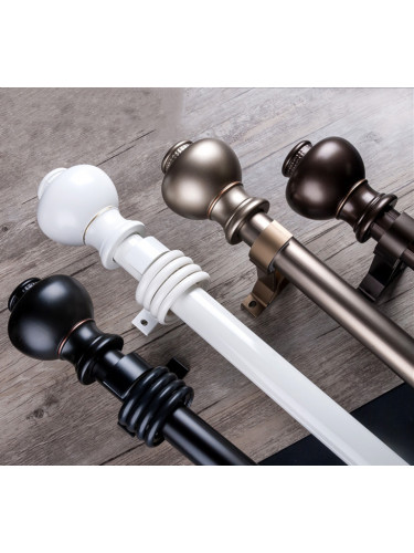 QYR67 28mm Ball Finial Aluminum Alloy Single Double Curtain rod set