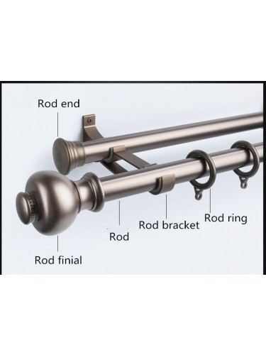 QYR67 28mm Ball Finial Aluminum Alloy Single Double Curtain rod set