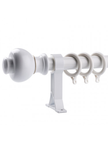 QYR67 28mm Ball Finial Aluminum Alloy Single Double Curtain rod set(Color: Ivory)