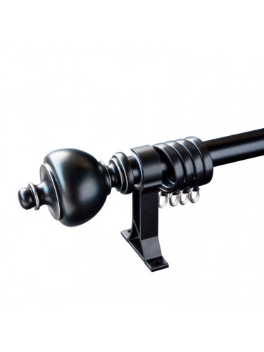 QYR68 28mm Thick Aluminum Alloy Single Double Curtain rod set(Color: Black)