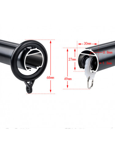 QYR72 White Black Aluminum Alloy Curtain Rod Set With Rollers and Rings