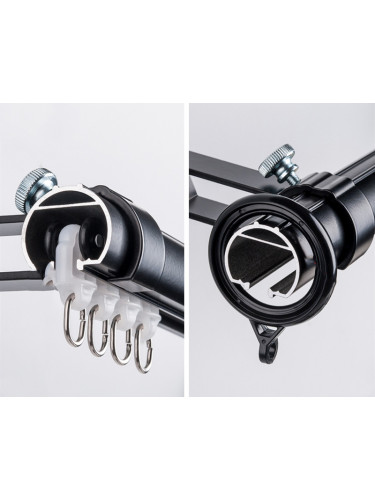 QYR72 White Black Aluminum Alloy Curtain Rod Set With Rollers and Rings