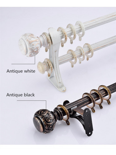 QYR73 28mm Antique Black White Curtain Rod Sets For Sale