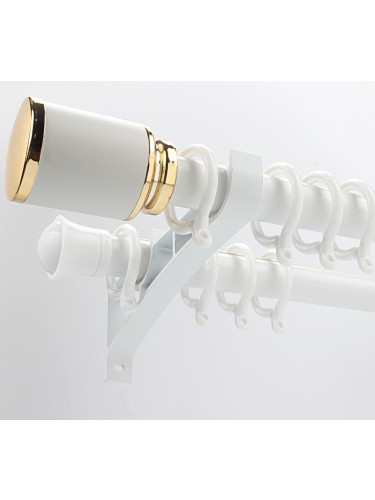 QYR74 Swinburne 28mm Column Finial Aluminum alloy Single/Double Curtain rod sets For Window Against Wall(Color: White)