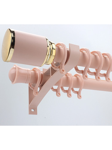 QYR74 Swinburne 28mm Column Finial Aluminum alloy Single/Double Curtain rod sets For Window Against Wall(Color: Pink)