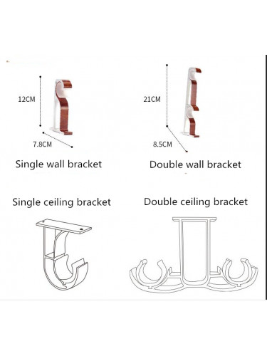 QYR75 Torrens 32mm Diameter Big Aluminum Alloy Thick Wood Grain Single Double Curtain Rod Set For Living Room