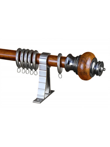 	 QYR77 Royal 28mm Diameter Aluminum Alloy Wood Grain Single Double Curtain rod set(Color: Teak)