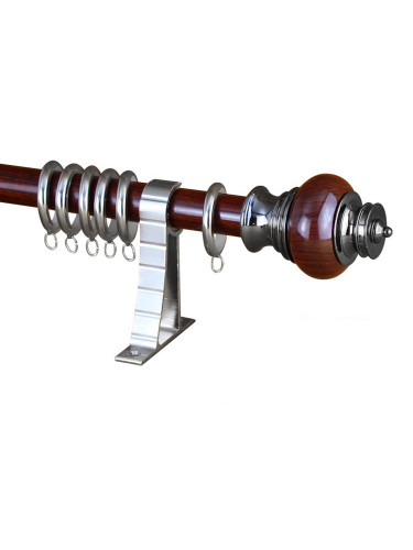 	 QYR77 Royal 28mm Diameter Aluminum Alloy Wood Grain Single Double Curtain rod set(Color: Red wood)