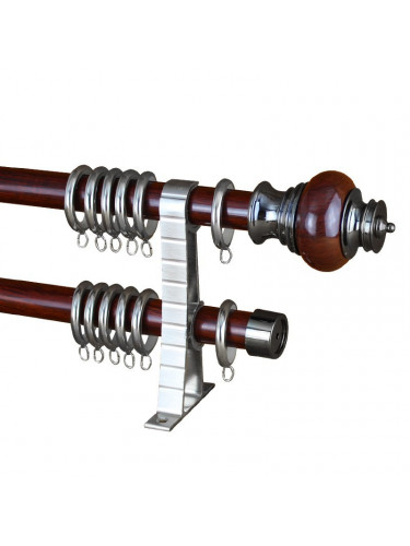 	 QYR77 Royal 28mm Diameter Aluminum Alloy Wood Grain Single Double Curtain rod set