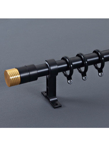 QYR78 28mm Luxury White Black Gold Column Finial Aluminum Alloy Single Double Curtain rod set(Color: Black)