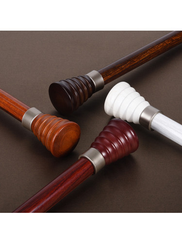 QYR84 28mm Diameter Cone Wood Finial Aluminum Alloy Wood Grain Single Double Curtain rod sets