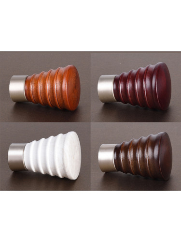 QYR84 28mm Diameter Cone Wood Finial Aluminum Alloy Wood Grain Single Double Curtain rod sets