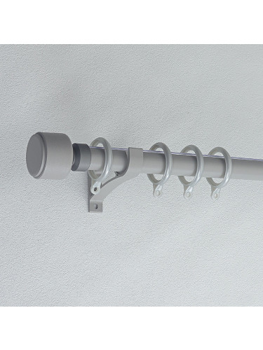 QYR87 28mm Luxury White Grey Coffee Aluminum Alloy Matte Curtain rod sets(Color: Grey)