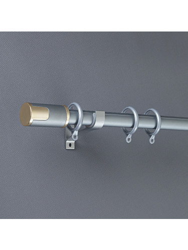 QYR89 28mm New Arrival Luxury White Grey Gold Aluminum Alloy Curtain rod sets(Color: Grey)