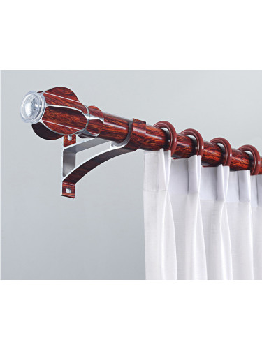 QYR90 28mm Diameter Aluminum Alloy Wood Grain Curtain rod set for living room